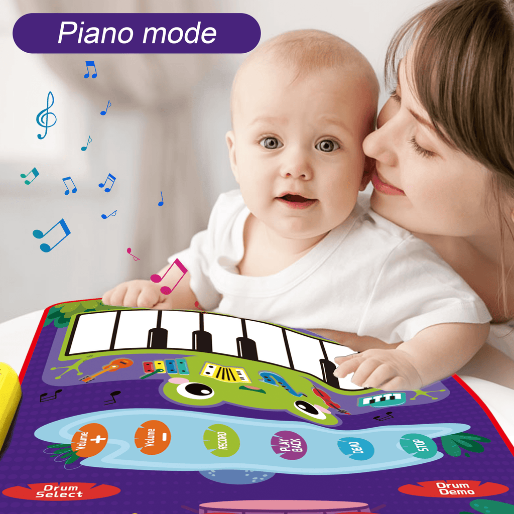 Richgv Upgraded Baby Toys for 1 Year Old Boys Girls, 2 in 1 Musical Toys Toddler Piano & Drum Mat with 2 Sticks, Learning Floor Blanket Gifts for 1 2 3 4 Year Boy Girl for Birthday Christmas
