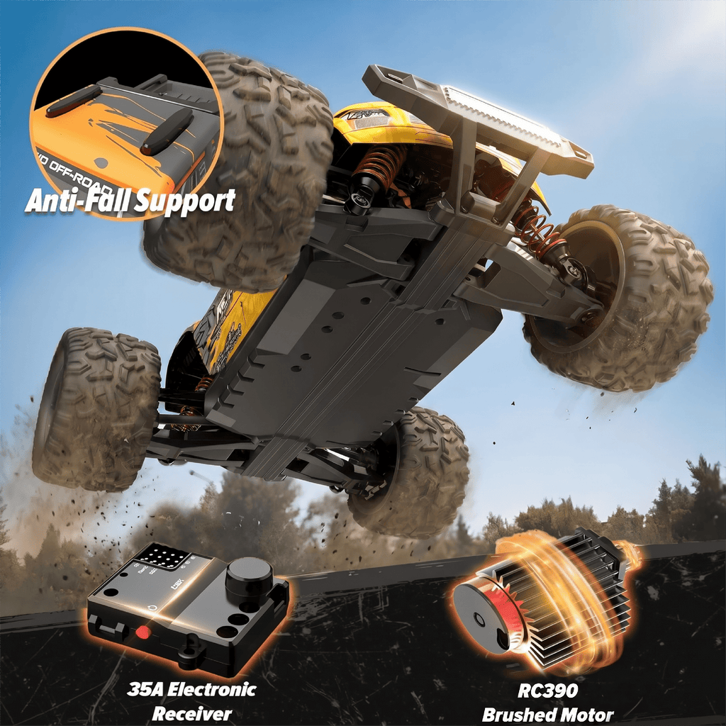 AUOSHI RC Cars 1:16 High Speed Remote Control Truck, 4WD All Terrain Off Road RC Truck 35+MPH with LED Lights, 2 Batteries for Kids and Adults Toy Gifts