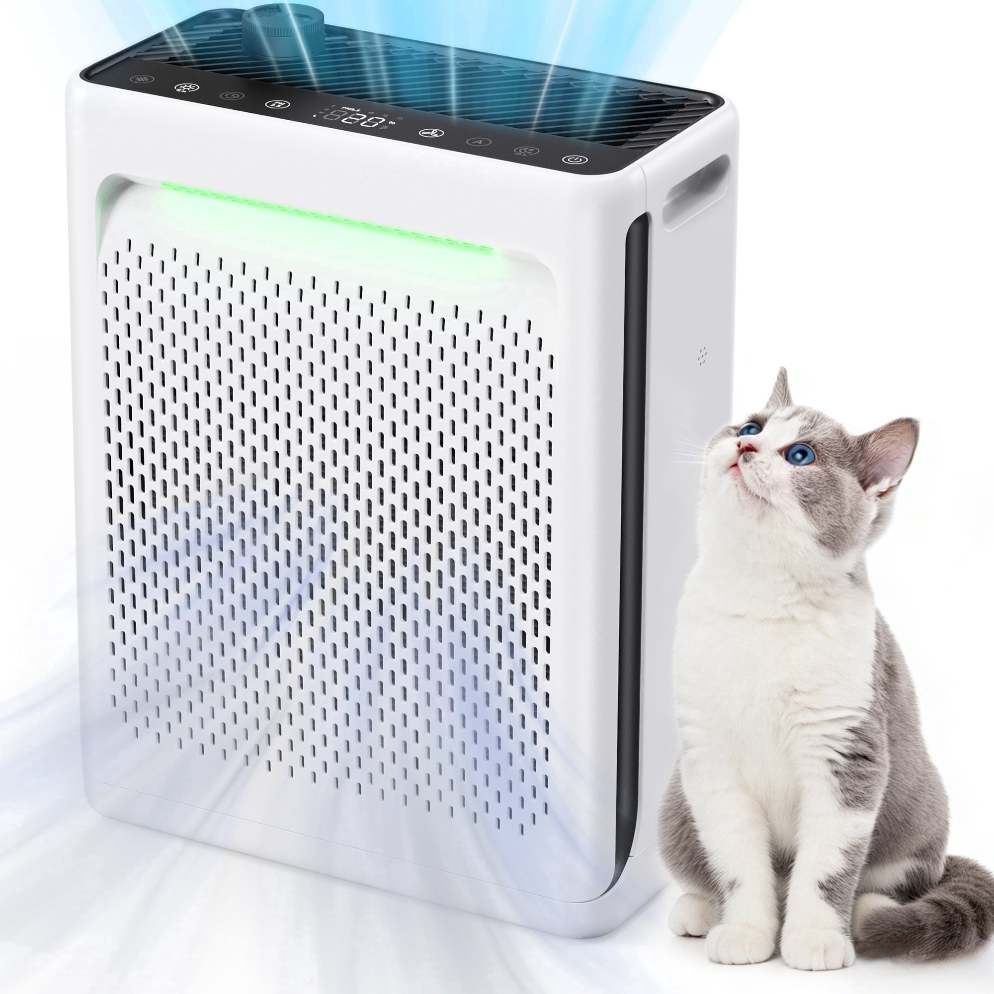 ALROCKET Air Purifiers for Home Large Room 2680 Ft² with Washable Filters,HEPA Air Purifier for Home Pets Bedroom with Fragrance,PM2.5 Air Quality Monitor,Air Cleaner for Dust, Pets,White