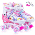 BVIVOK Adjustable Kids Roller Skates for Girls with Light up Wheels, Pink, Size 10C-13C