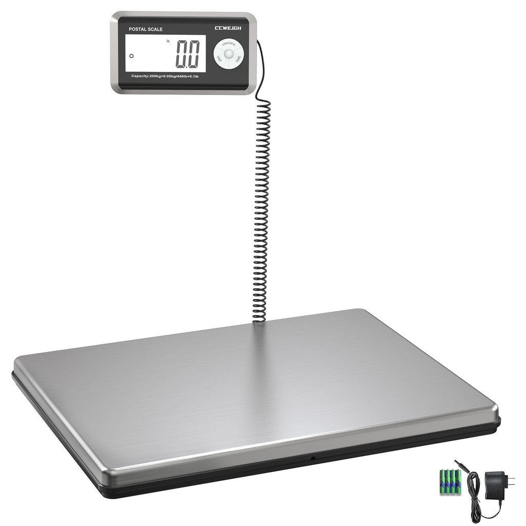 CCWeigh 440lbs Capacity Digital Compact Postal Scale With Dual Division Heavy Duty Shipping Parcel Platform Weighing Scale